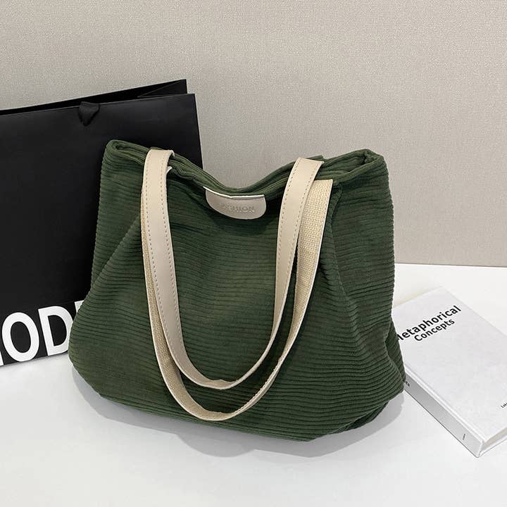 wandf - Wholesale Shoulder Bag - Women's - Corduroy Shoulder Bag with Zipper for Daily Use Hobo HandBag8