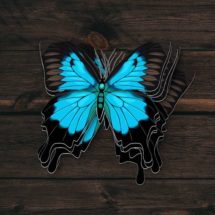 Natur Aufkleber | Blaue Schmetterlingskunst | Wasserdichtes Vinyl für den Großhandel von PiggyPrintStickers