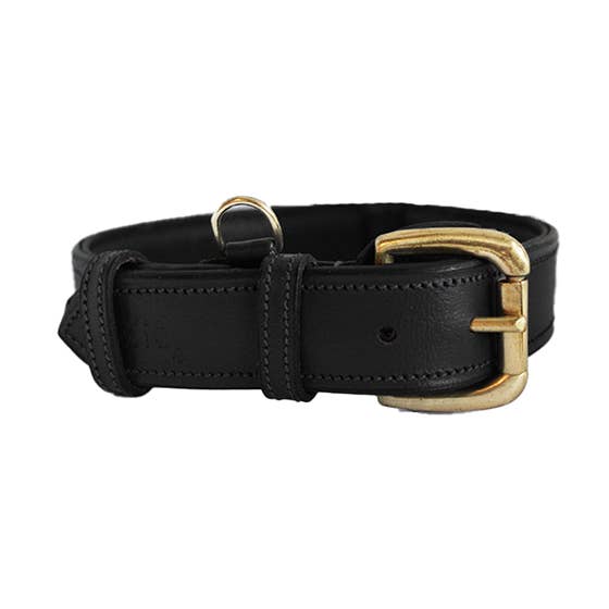 Lyxigt läderhalsband för hund i vintage svart för wholesale av Ibizi Dogs