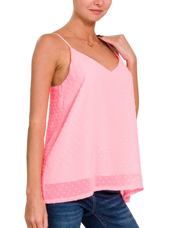 Vanilla Monkey - Wholesale Camisole - Women's - Swiss Dot Adjustable Strap V-neck Cami Top