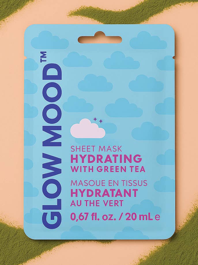 Masque en tissu hydratant au thé vert pour la vente par Glow Mood