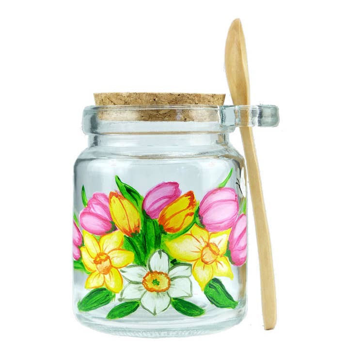 Tulips Honey Jar - Discontinued Design for wholesale by Classy Art Designs, LLC