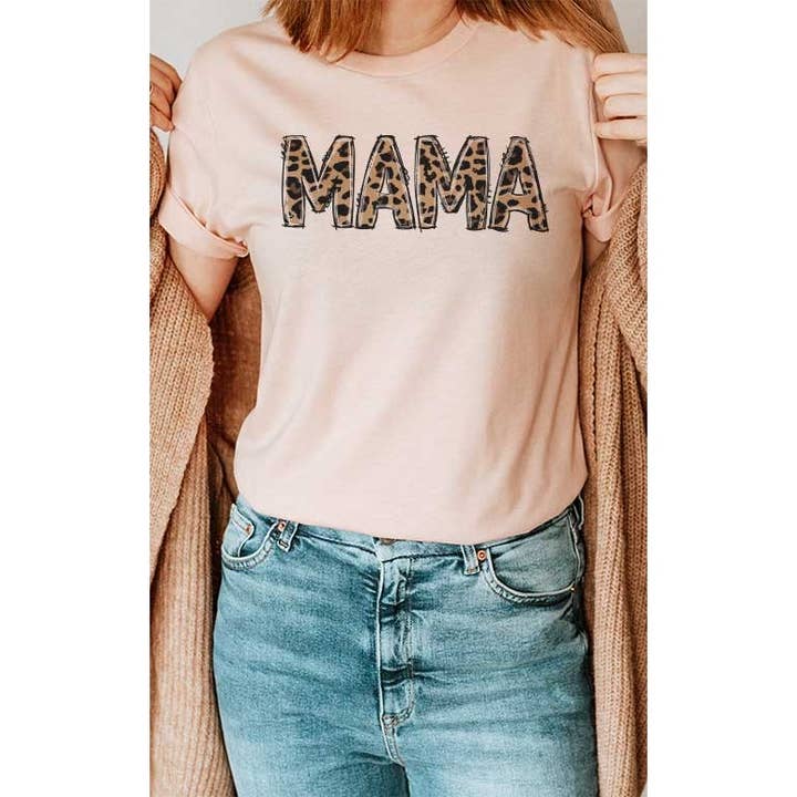 Mama Leopard Print Mom Mother Mother's Day Graphic Tee for wholesale by Select Apparel
