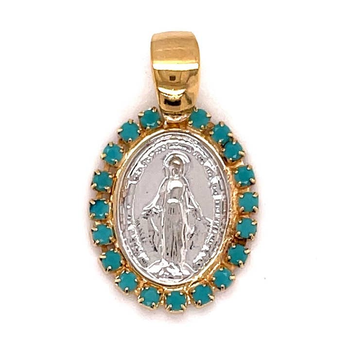 Pendentif Vierge Marie rempli d'or 18 carats pour collier, breloque de médaille religieuse miraculeuse, médailles religieuses, bijoux spirituels, breloques chrétiennes pour la vente par The Bead Bazaar