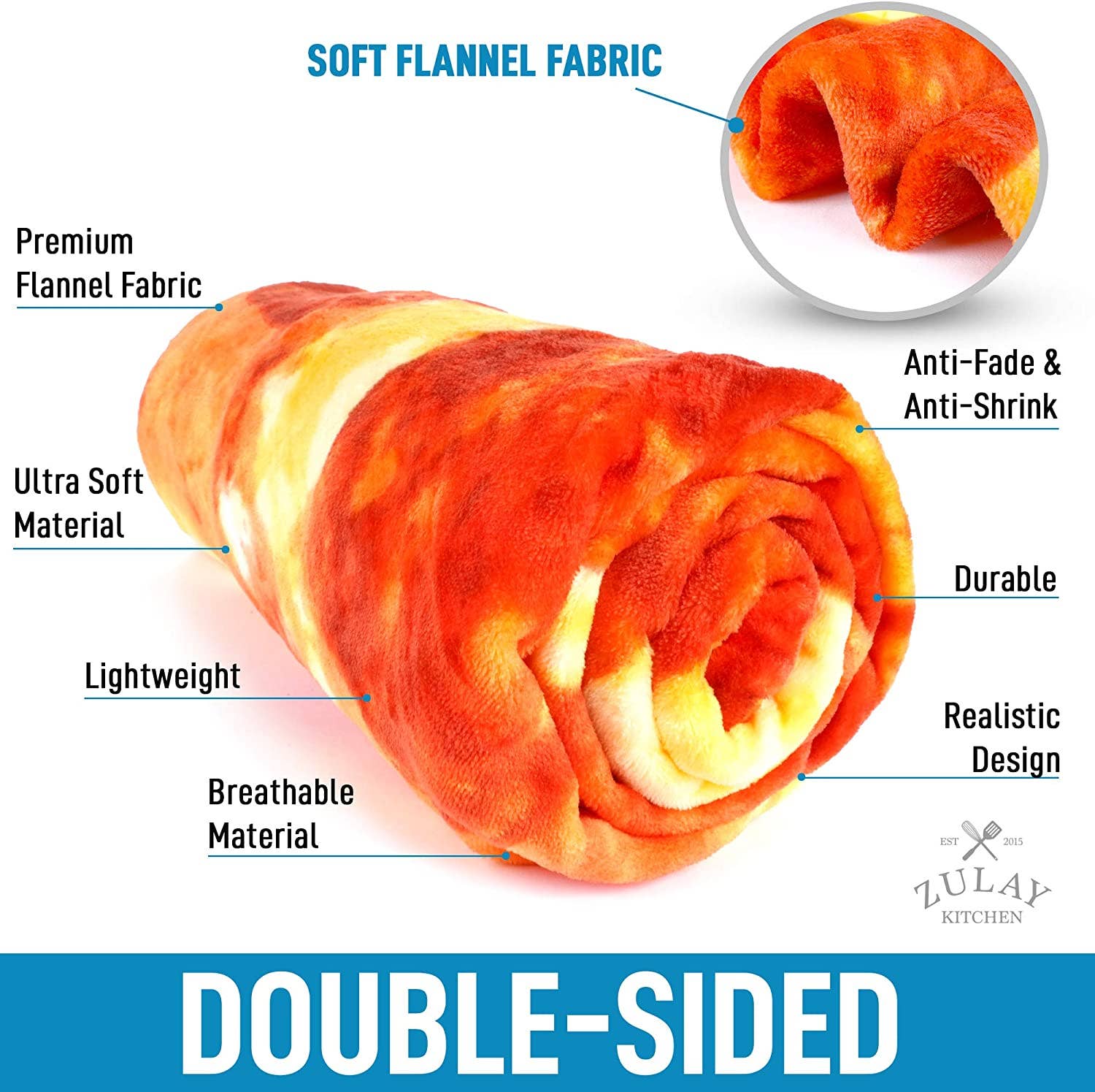 Zulay Kitchen - Wholesale Throw Blanket - Novelty Big Pizza Blanket - Premium Soft Flannel18
