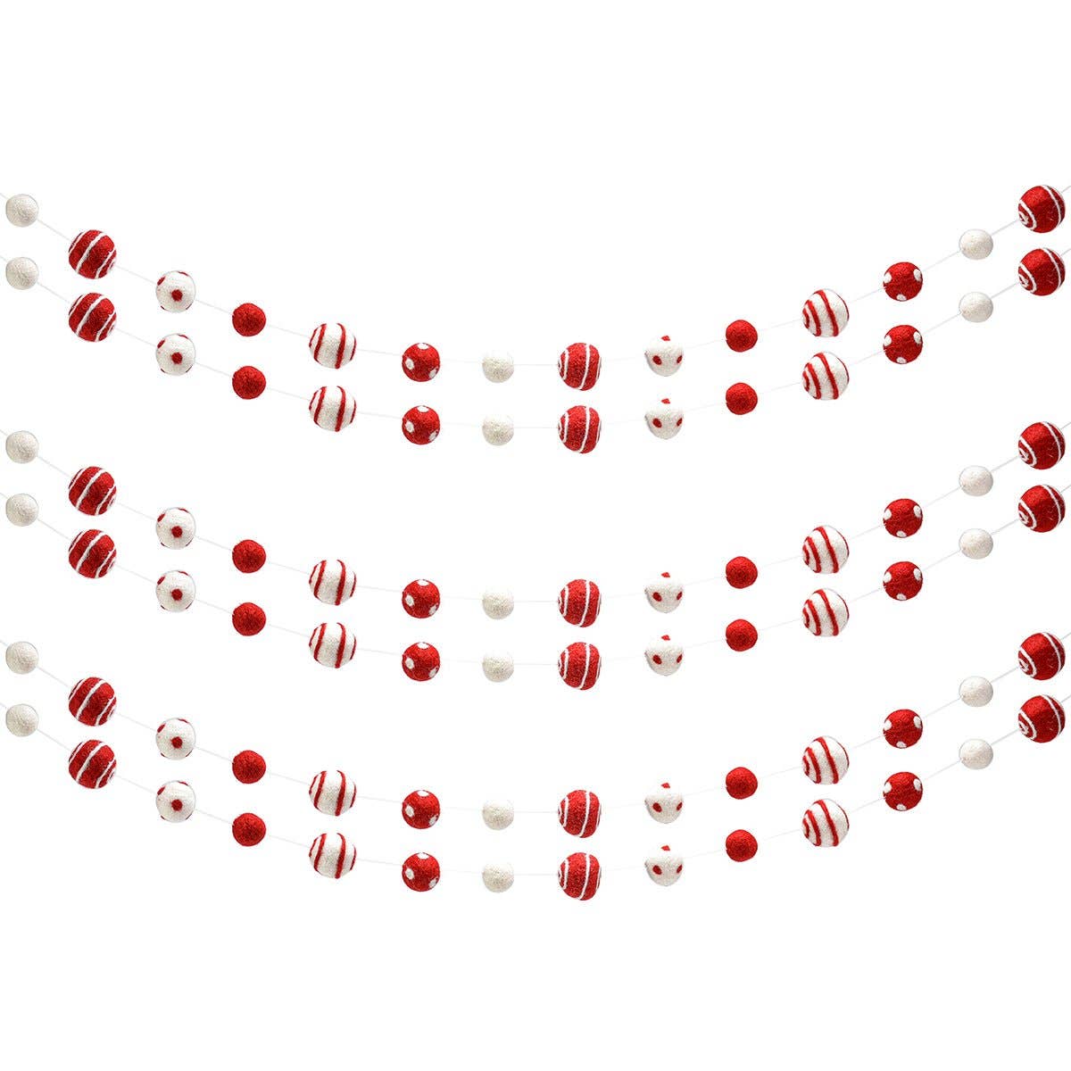 BNB Crafts Inc. - Wholesale Bunting/Garland - 8 Feet (96 Inch) Long Gap Candy Cane Ball Garland1