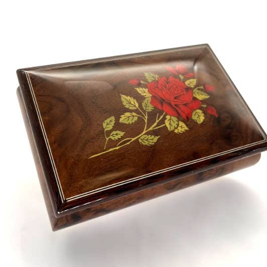 Music Box with Rose Inlay Design - 04RO for wholesale by Alice Sturzinger LLC