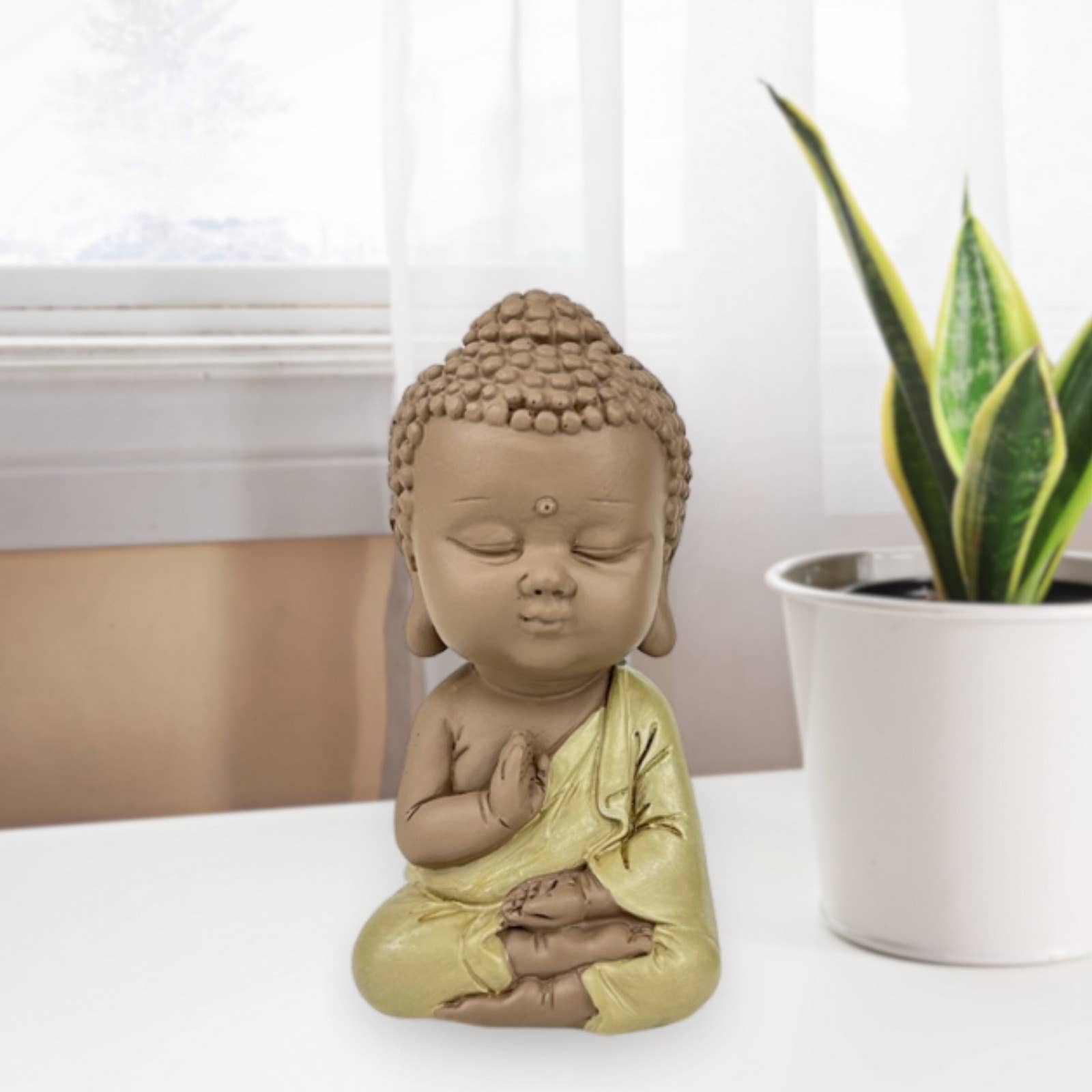 Zen'Arôme – Engroshandel Pyntefigur – Gul Buddha-statue - Zen Feng Shui dekoration4