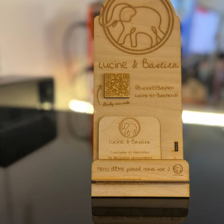 Business card holder - Custom engraving with logo, text, and QR code - Essential for networking at events for wholesale by Lucine & Bastien