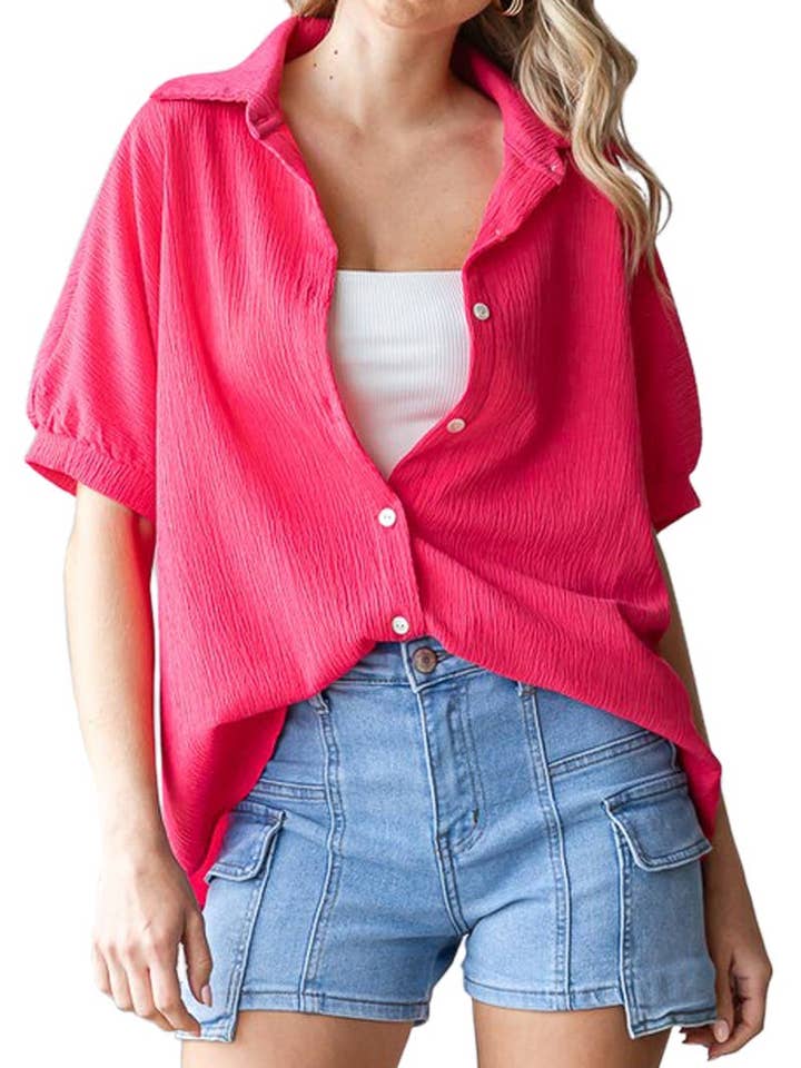 Blouse boutonnée unie pour la vente par Vanilla Monkey