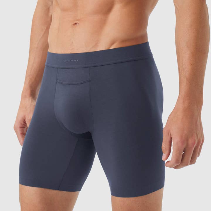 Boxer Jetsetter, bleu foncé, long de 8 po pour la vente par Jack Archer