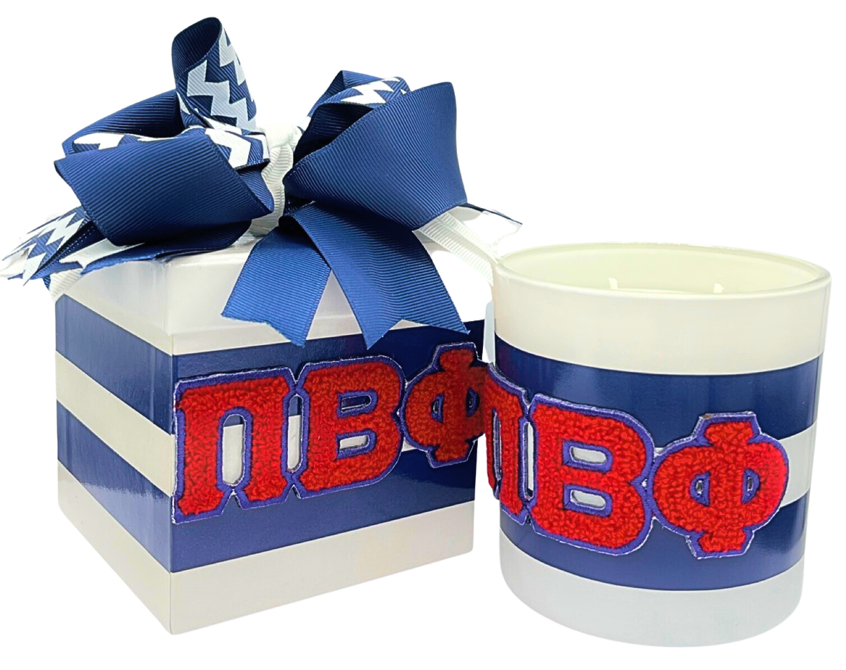 Color Shout – Engroshandel Glaslys – C201- Sorority græske bogstavlys med chenillemærke14