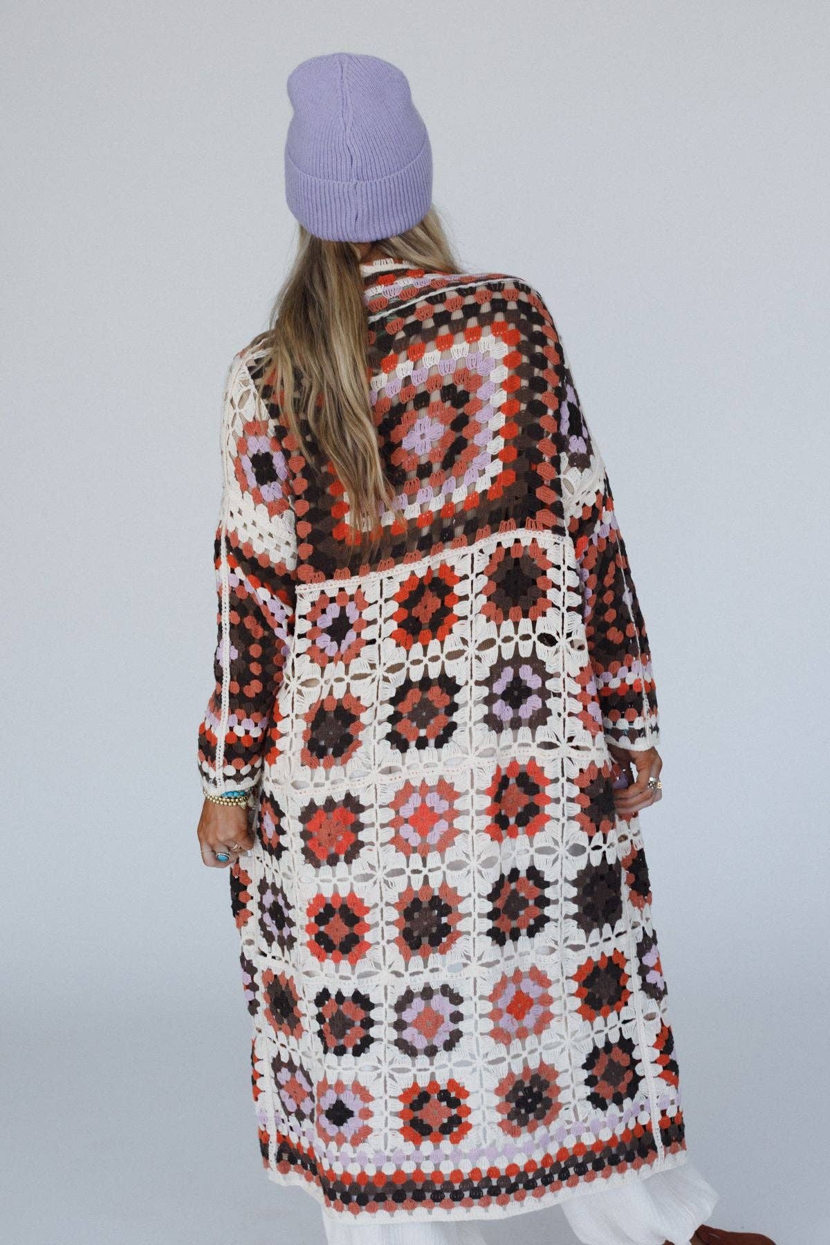 Three Bird Nest - Wholesale Cardigan - Women's - Soulful Wanderer Crochet Duster - Brown Multi2