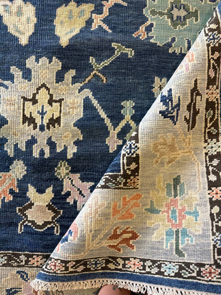 Concetta 9x11.9 Blue & Light Grey Turkish Oushak for wholesale by Banana Manor Rug Co.