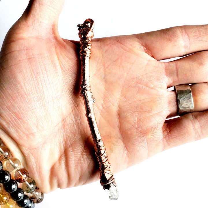 MergingMetals - Wholesale Pendant/Charm Necklace - Sticks & Stones - Clear Quartz Crystal Wand Necklace