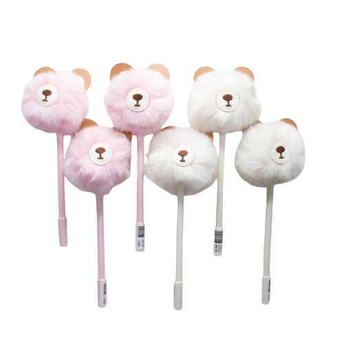 Yuko B - Wholesale Pen - Set of 6 Miki Bear Pens - 3 White + 3 Pink
1