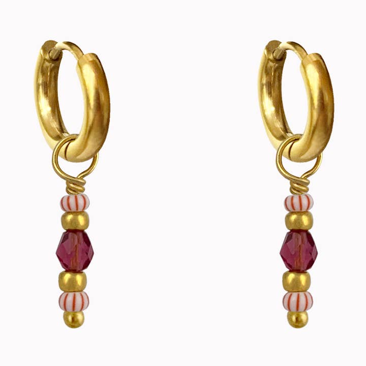 Créoles Candy Cane Dorées pour la vente par Don' aparte