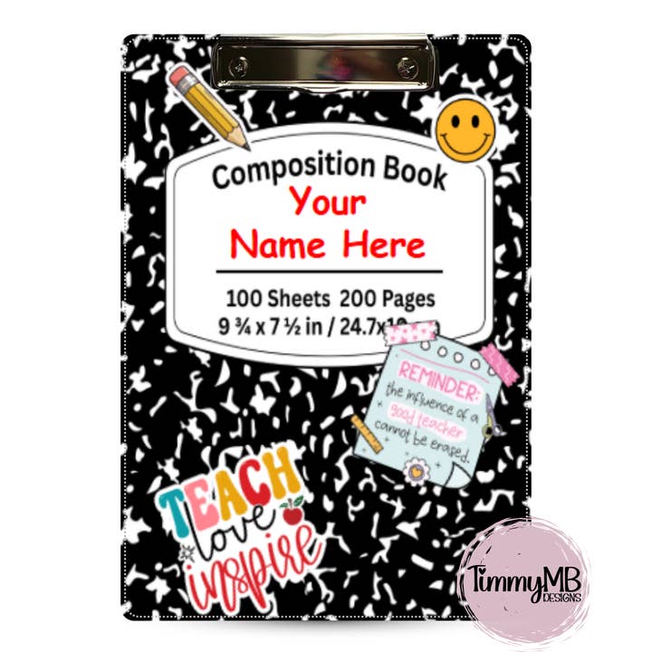 Composition Notebook - Custom Clipboard for wholesale by TimmyMB Designs