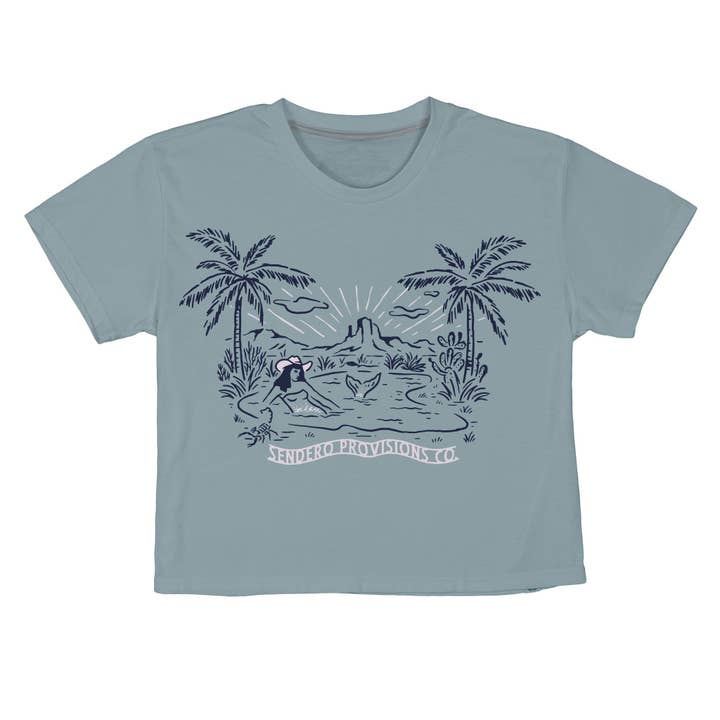 Sendero Provisions Company - Wholesale Screen Printed T-Shirt - Women's - Mirage Crop Tee3