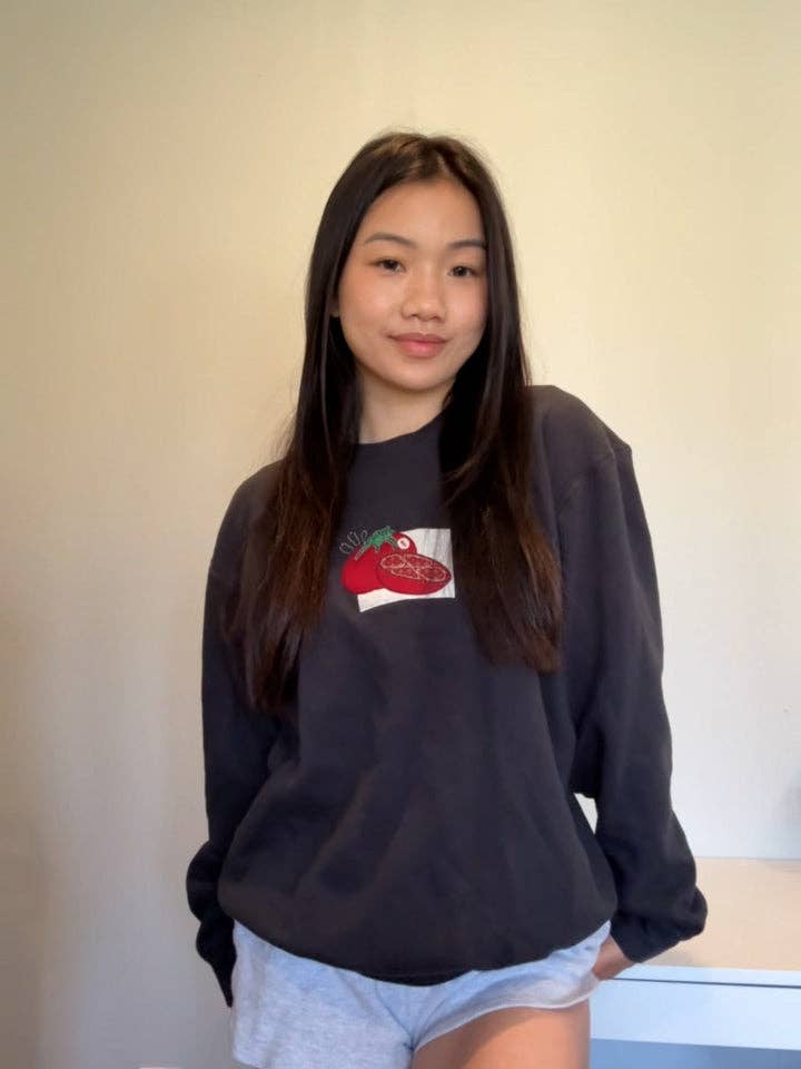 Overthinker Apparel - Wholesale Graphic Sweatshirt - Unisex - Tomato Patchwork Embroidered Lightweight Crewneck Sweatshirt3