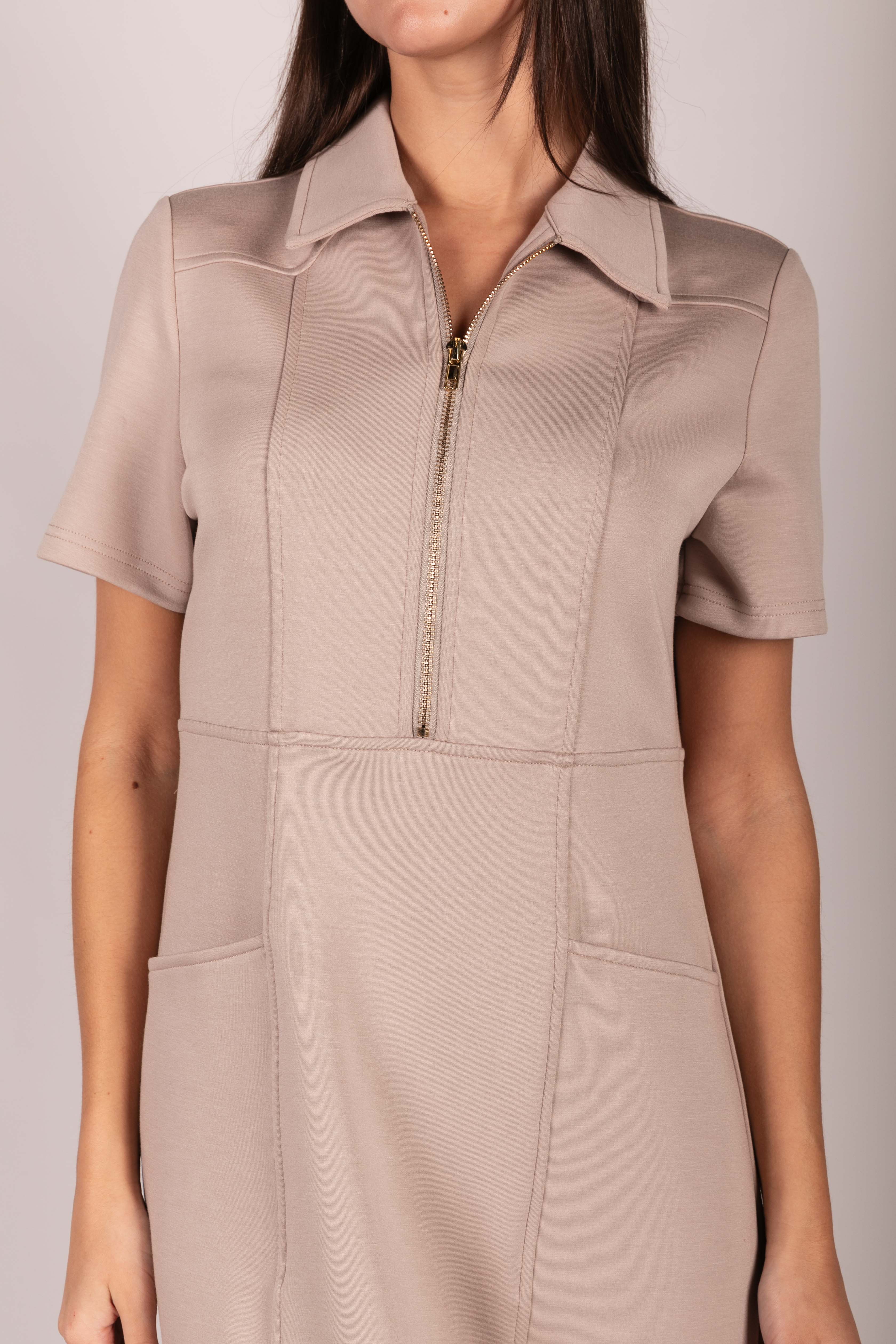 P. CILL - Wholesale Dress - Women's - P. CILL Butter Modal Quarter Zip Short Sleeve Dress18