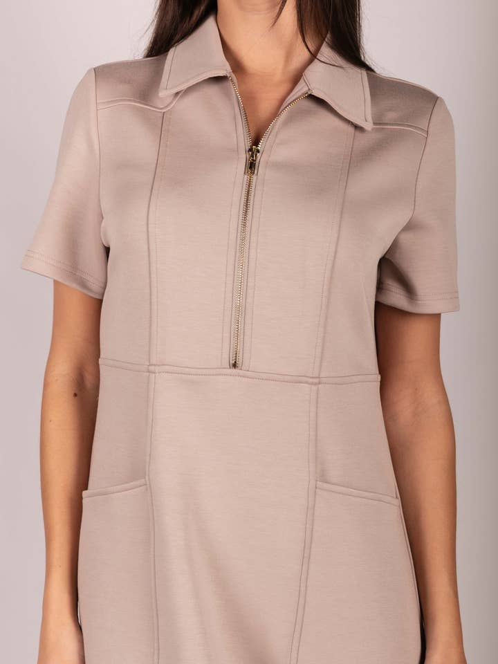 P. CILL - Wholesale Dress - Women's - P. CILL Butter Modal Quarter Zip Short Sleeve Dress18