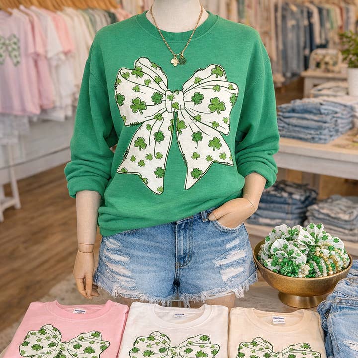 Shamrock Sløjfe Sweatshirts & T-shirts for engroshandel hos Trendy Chic Apparel LLC