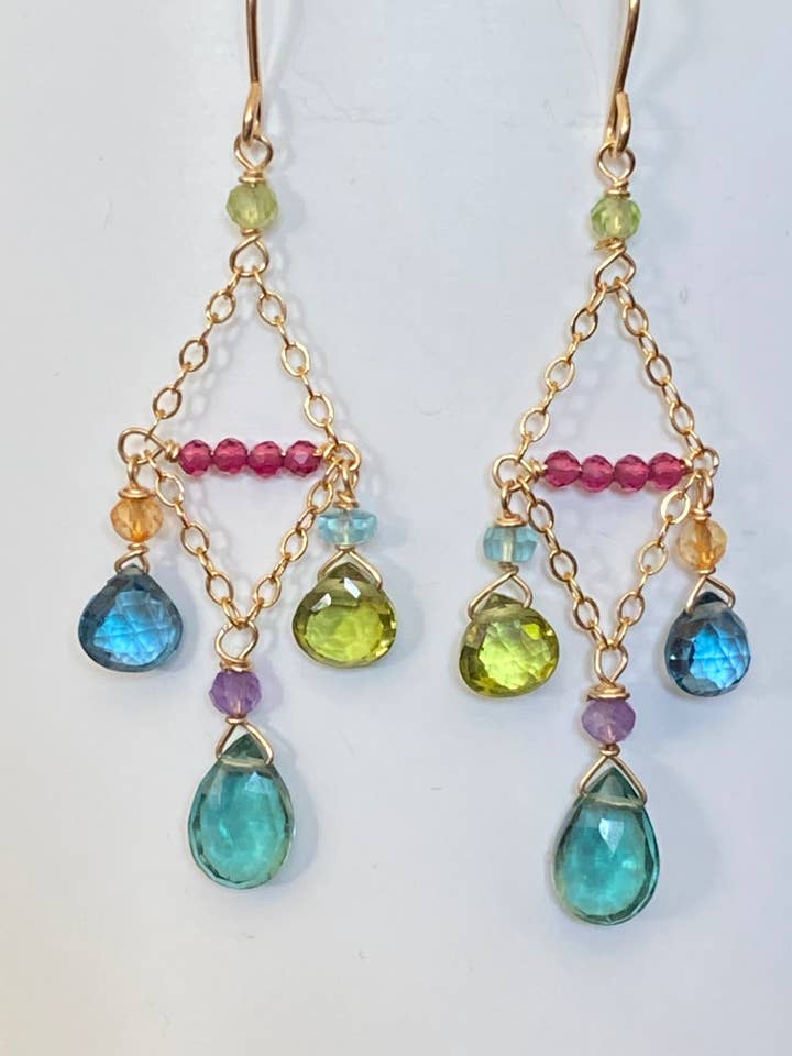 Brincos de ouro lustre multicoloridos por atacado de Judy Brandon Jewelry