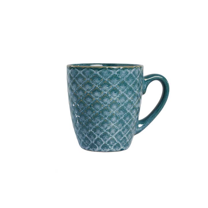 Solid Duck Green Embossed Pattern Coffee Cup 23cl for wholesale by CP INTERNATIONAL