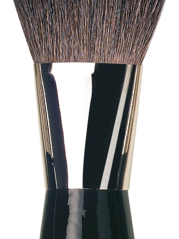 Klassisk pudderbørste med stander oval, brune gedehår for engroshandel hos da Vinci Künstlerpinselfabrik DEFET GmbH