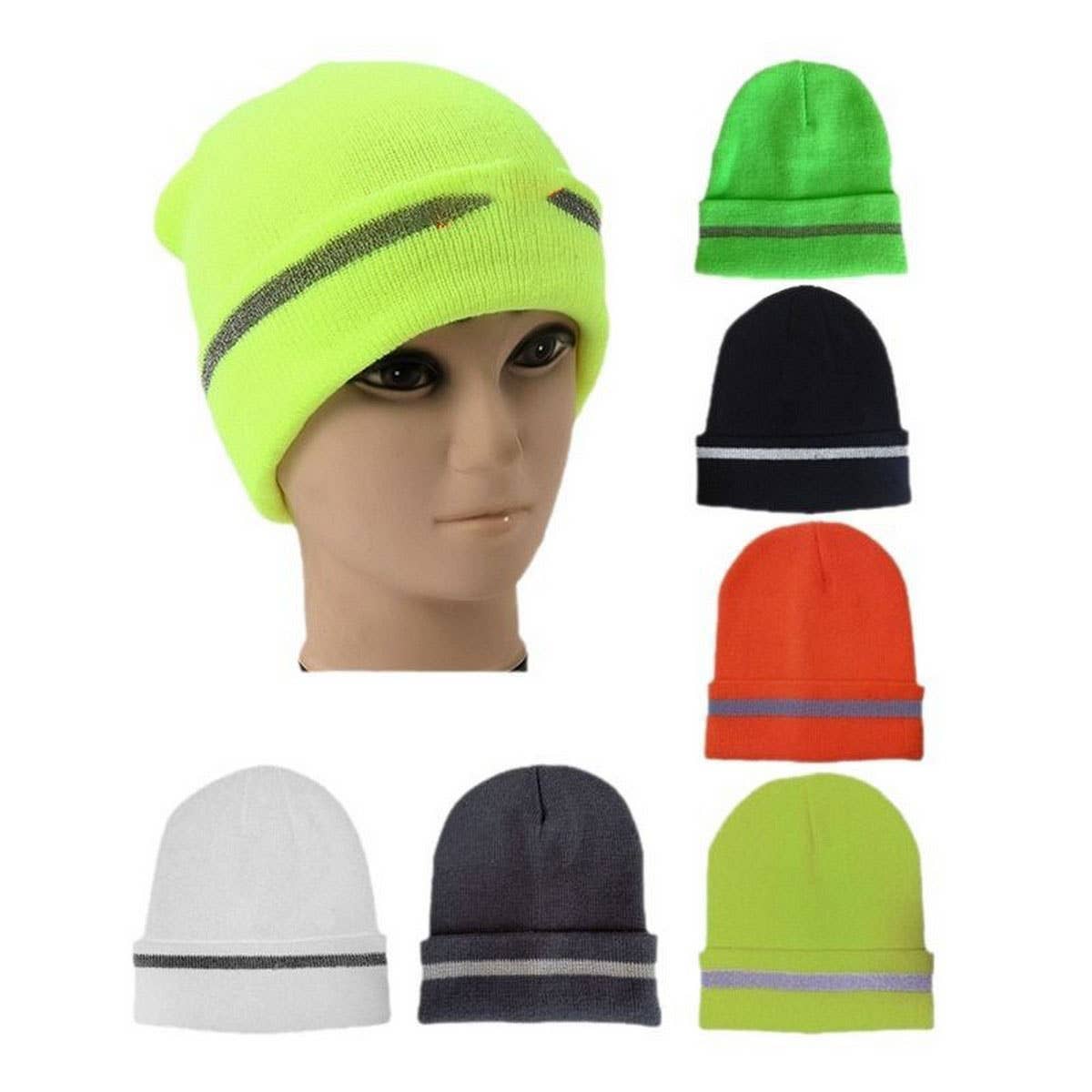 NINEXIS - Vente Bonnet – femme - BONNET EN MAILLE RÉFLÉCHISSANT FLUORESCENT CWAH043416