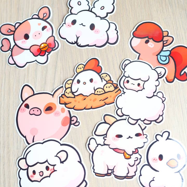 Farm Animals Sticker Pack for wholesale by Fuwuffle