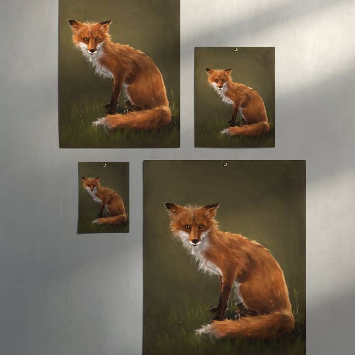 The Ugly Cat Studio - Wholesale Art Print - Forest Fox Oil Painting rt Print26