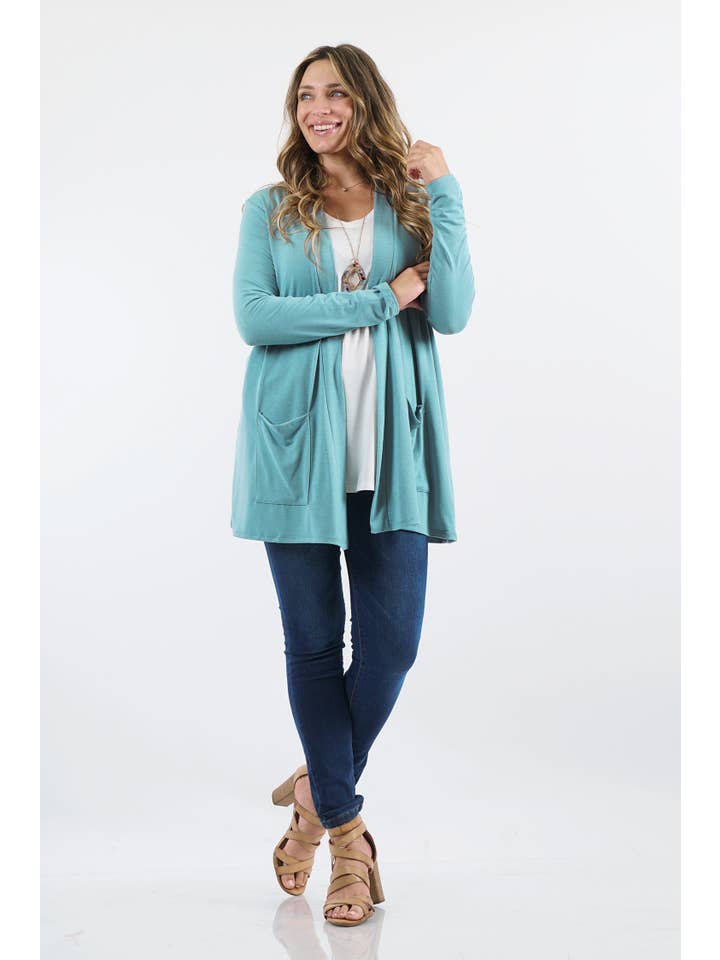 42POPS - Wholesale Cardigan - Women's - ..SI-14554 Plus Slouchy Pocket Open Cardigan6