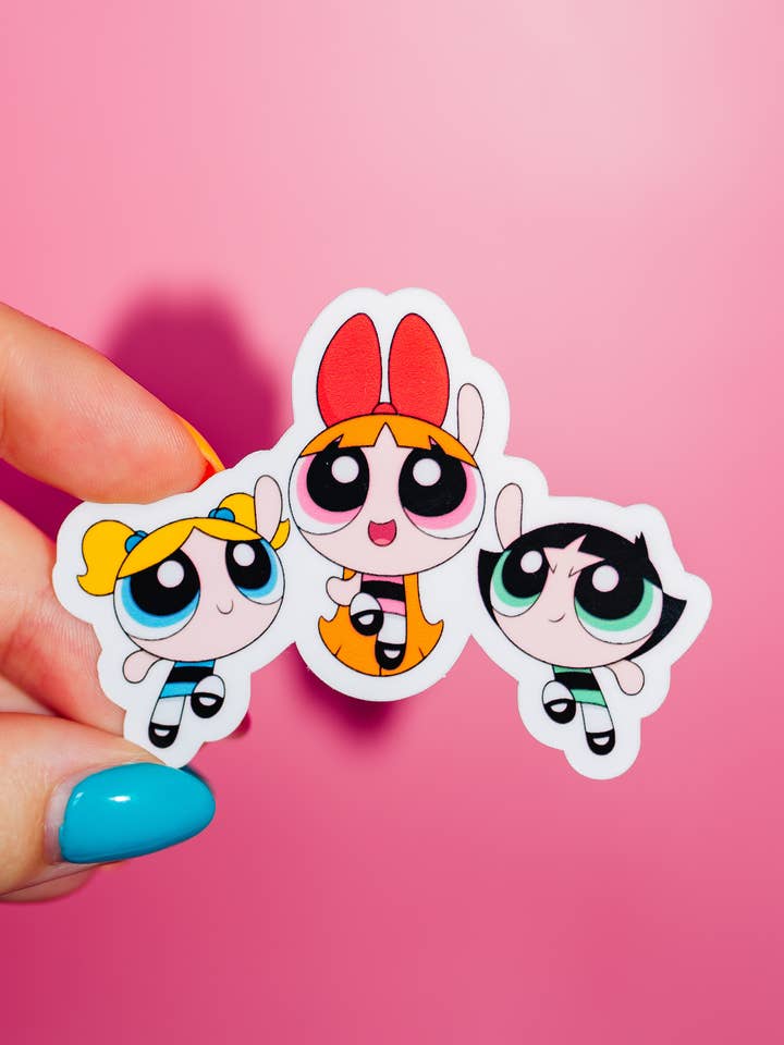 Powerpuff Girls Trio Sticker, 90s Throwback Cartoon TV Show for wholesale by ShopSourSweetener