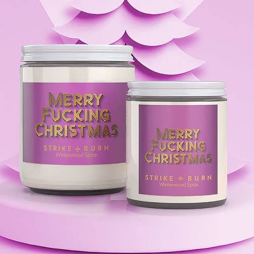 Bougie de Joyeux Putain de Noël - Cadeau de Fête Amusant pour la Famille pour la vente par Strike and Burn Candles & Gifts
