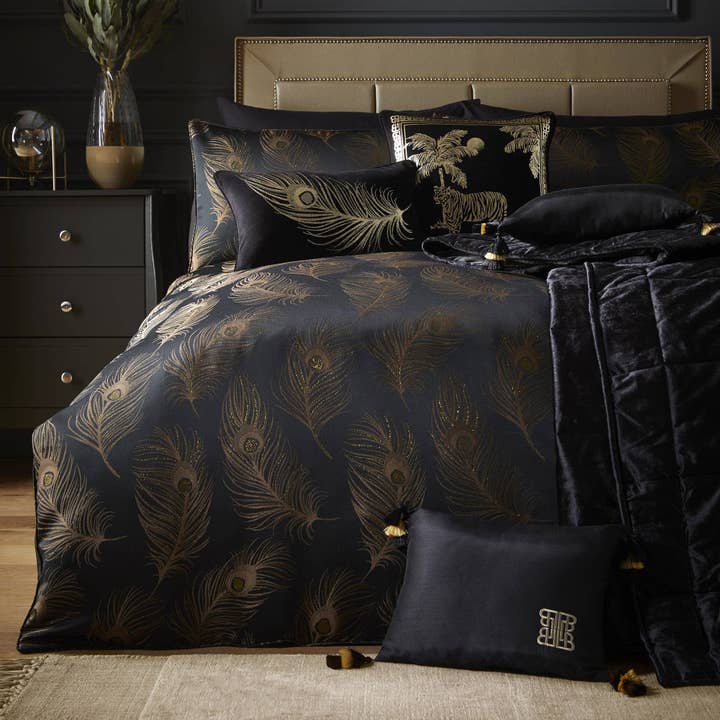 Black Dandy Jacquard Woven Duvet Cover Set Laurence Llewelyn-Bowen for wholesale on Faire