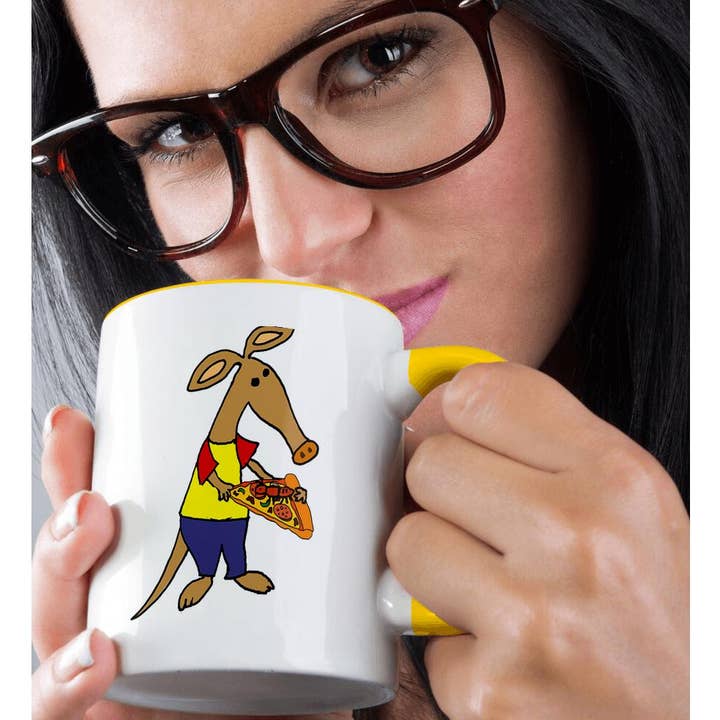 3dRose - Wholesale Coffee Mug - 3dRose, Funny Cute Aardvark eating Pizza Cartoon, Mug1