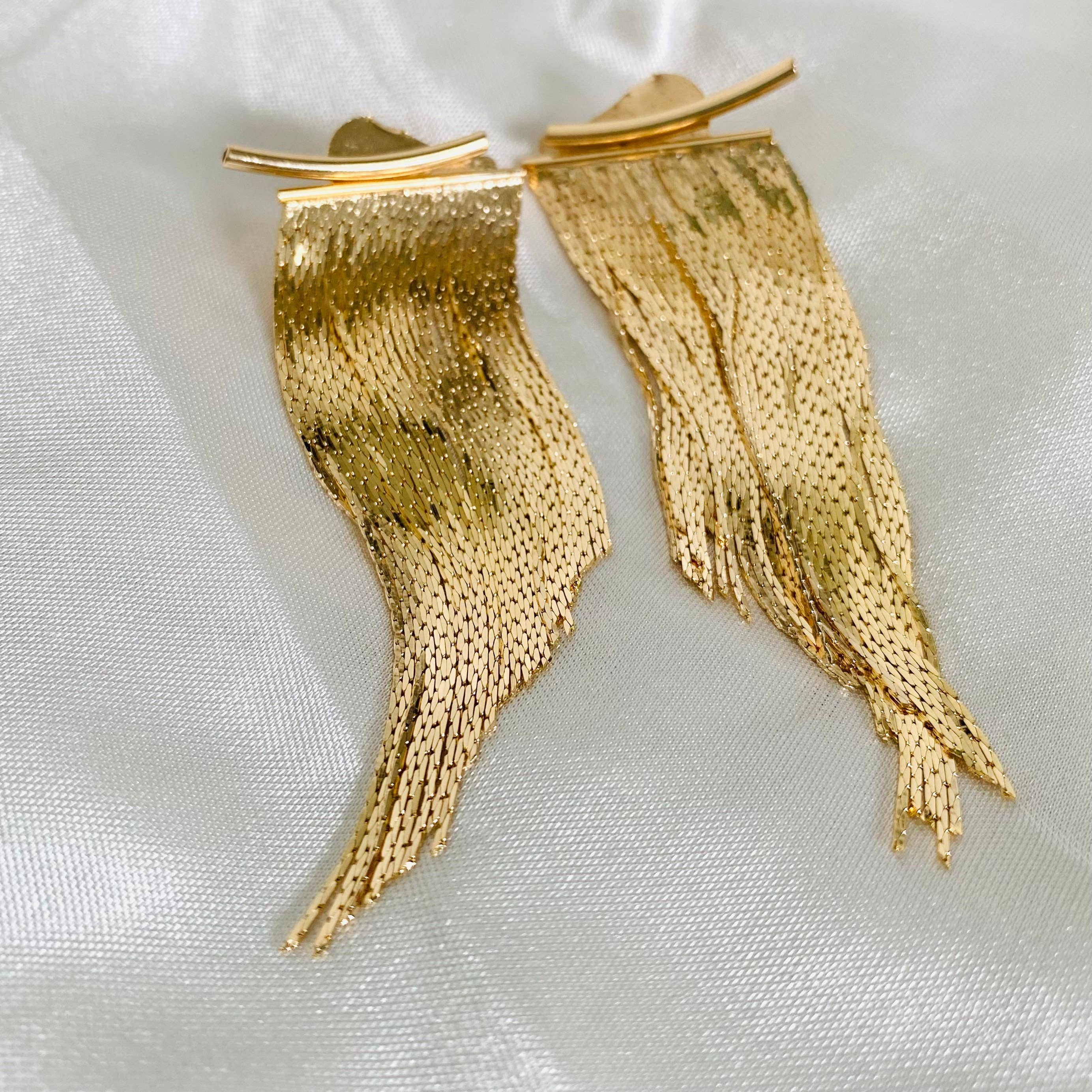 Housegoldjewelry - Wholesale Dangle Earrings - Gold Fringe Earrings, Hoop Fringe Earrings, Long Dangle Earr8