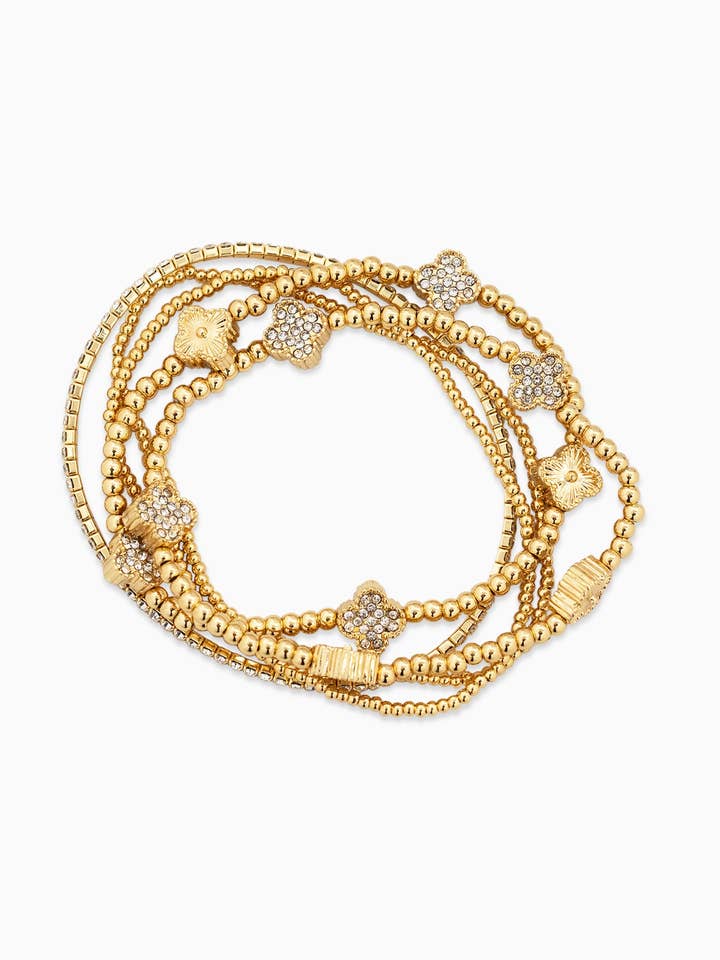 Ensemble de 5 bracelets avec trèfle pavé et perles CCB pour la vente par Sessori