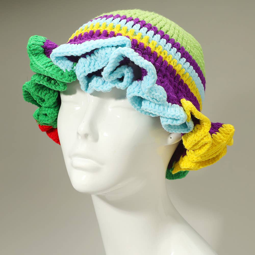 Sensibling Corp. – wholesale Beanie – Women's – Colorful Crochet Ruffle Hat3
