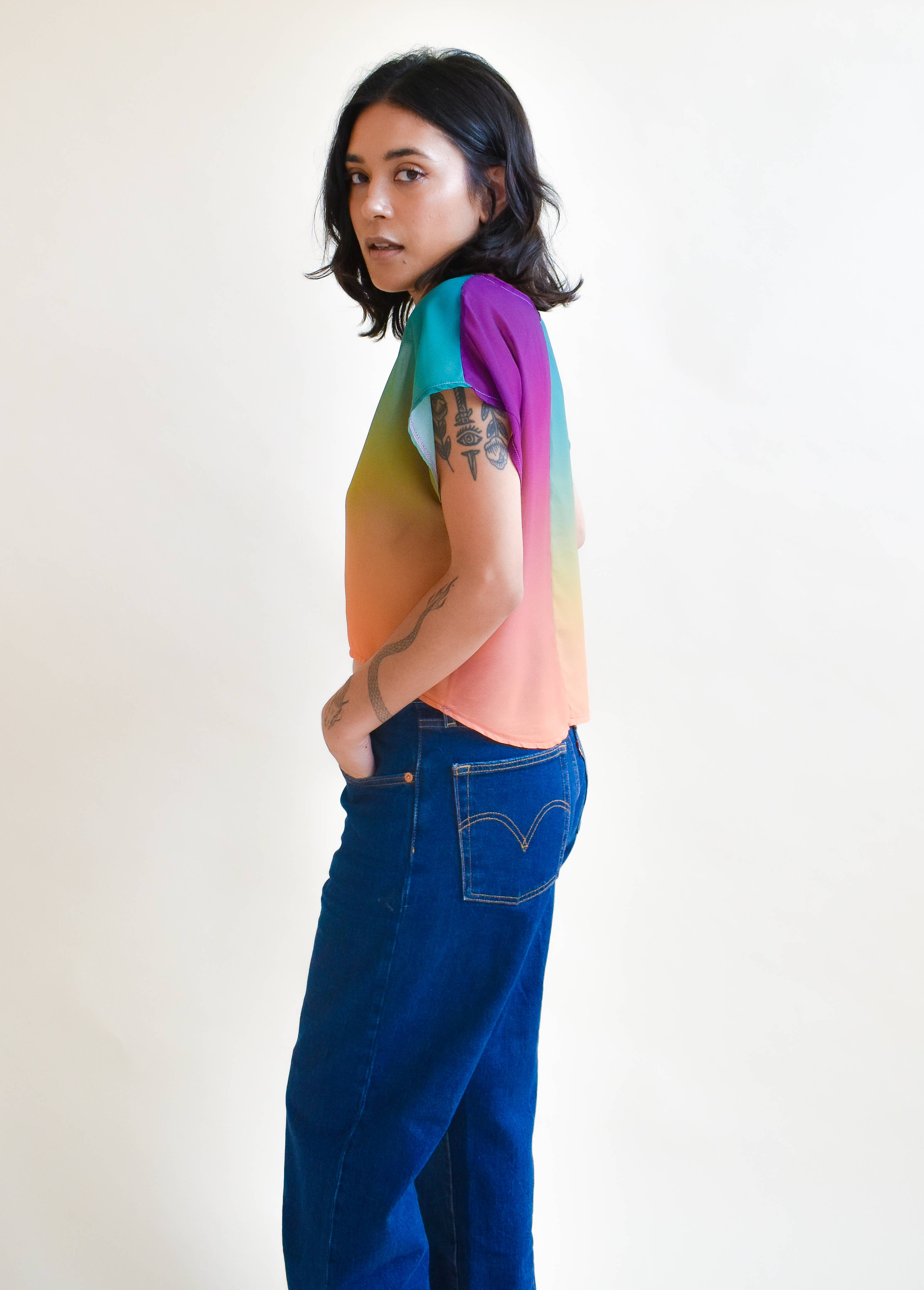 Altar - Wholesale Blouse - Women's - OOAK Fox Crop in Sunset2