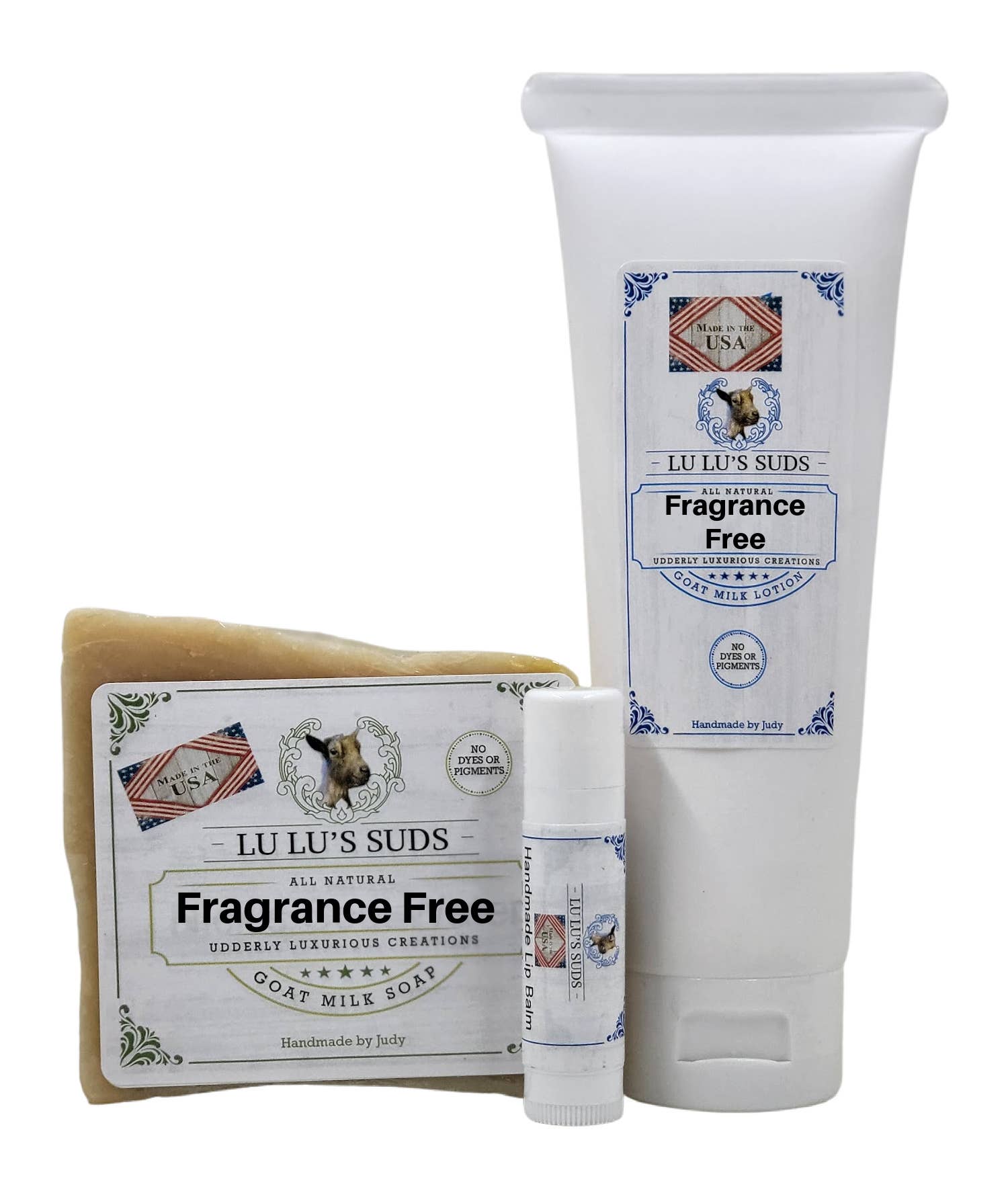 Lu Lu's Suds - Wholesale Set met bad- en lichaamsproducten - Geschenkzakje voor amandelzeep, lotion en lippenbalsem1