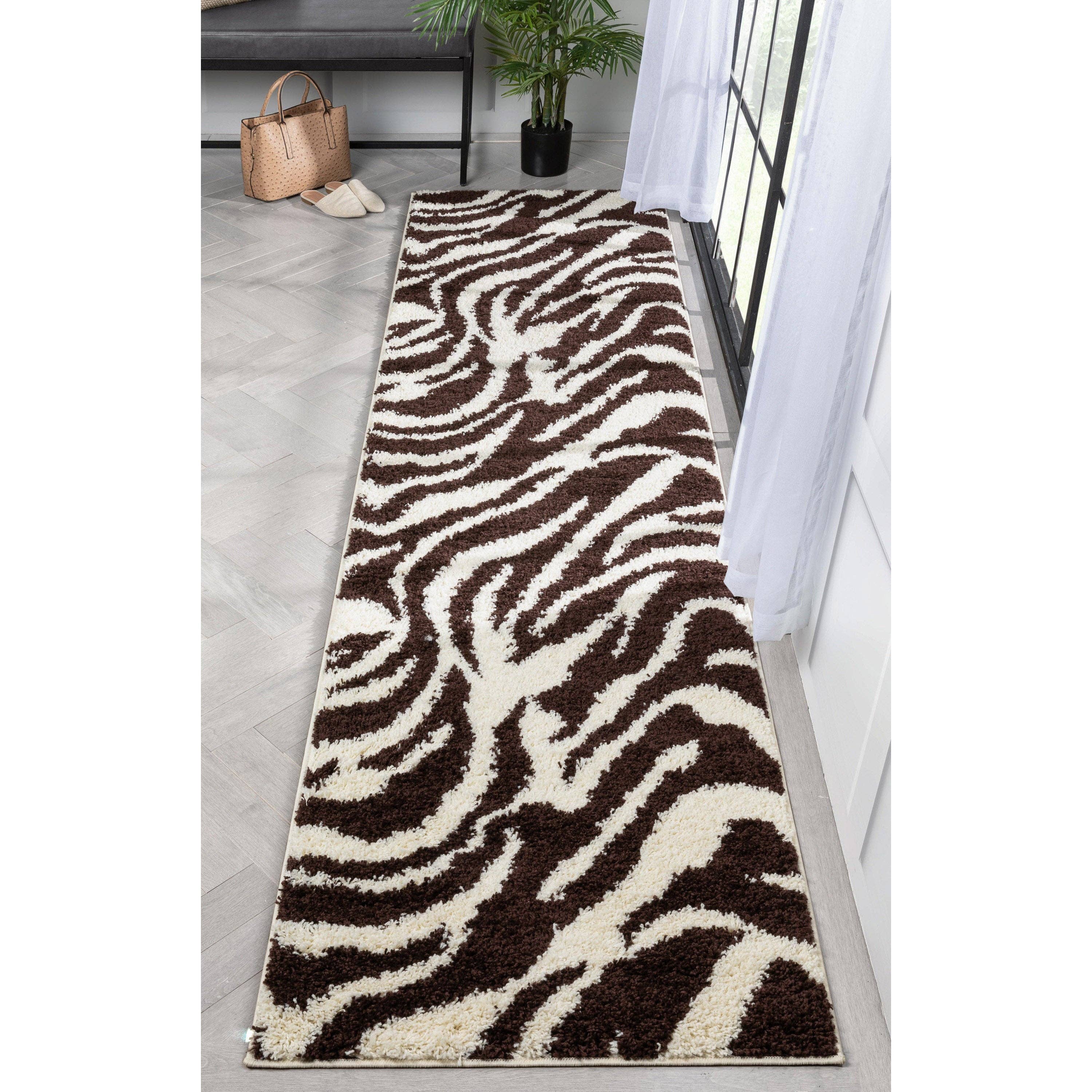 Well Woven - Wholesale Area Rug - Safari Zebra Brown Contemporary Shag Rug6