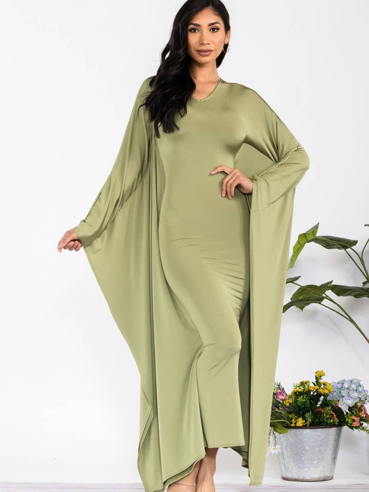 HH750R-S - Long Sleeve Drape Maxi Dress for wholesale by H&H Fashion Inc.