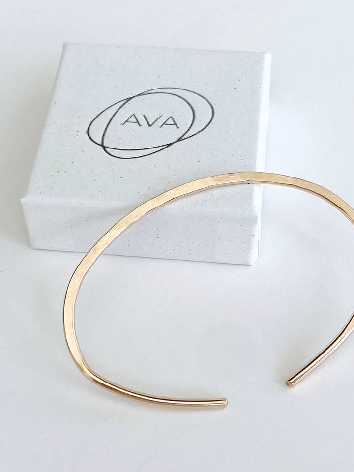 Hammered Cuff Bracelet • Jewelry • Gift for Her • Minimalist • Sterling Silver • 14k Gold Fill • Tarnish Resistant • Waterproof for wholesale by AVA Handmade Jewelry