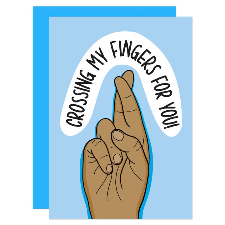 Crossing Fingers A6 Card for wholesale by TeePee Creations