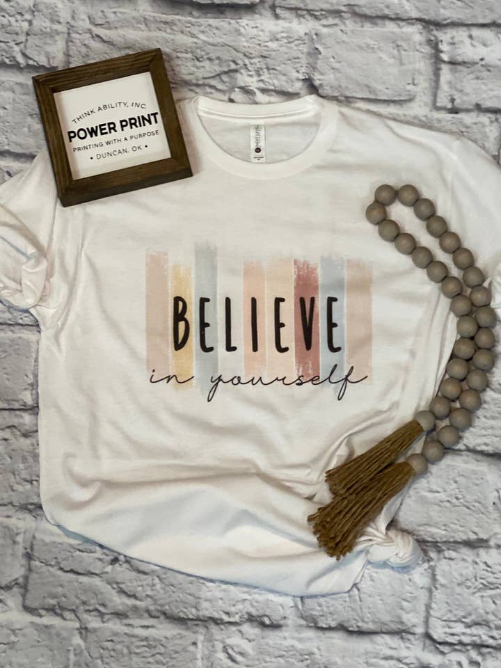 Believe - camiseta de manga corta para venta al por mayor de Think Ability Inc. - Power Print