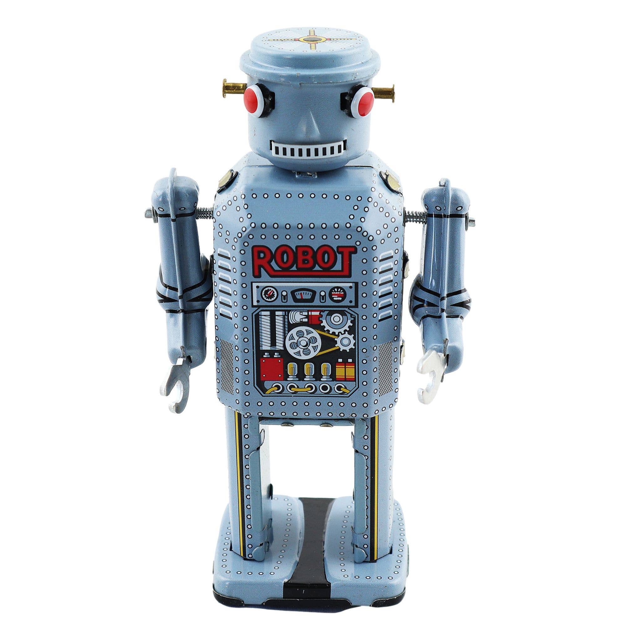 Tribal Trade GmbH - Vendita all'ingrosso Giocattolo a carica manuale - Bambini - Robot meccanico in lamiera azzurro chiaro0