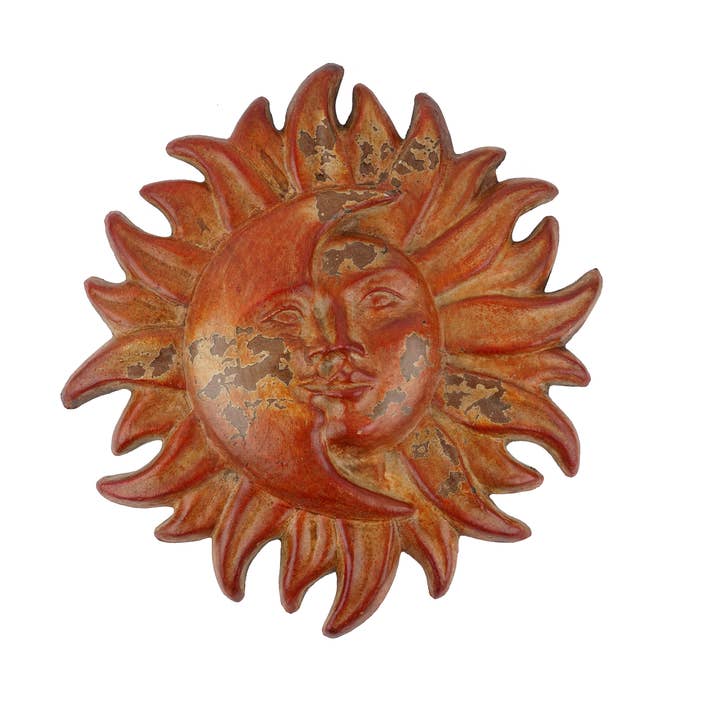 Hope Garden Clay Eclipse Sun-#3258-Wall-15 inch-Red Tone for wholesale by My Amigos Imports